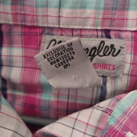 Vintage Wrangler Shirt XXL Lightweight Pearl Snap Long sleeve Pink Plaid shirt - Picture 12 of 13